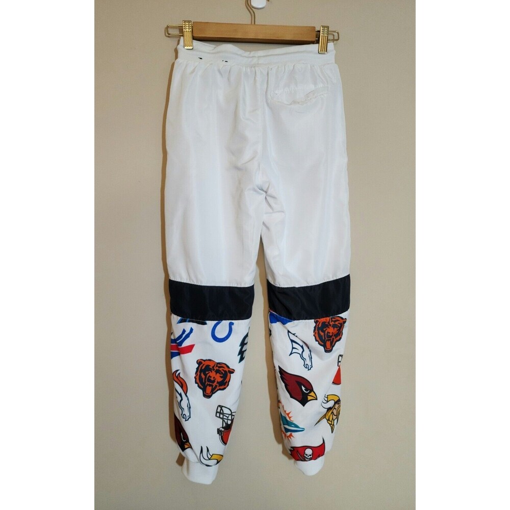 NFL Team Apparel Kids Sweatpants White Lined Football Logos ICER Brands Sz 10-12 - Picture 3 of 8